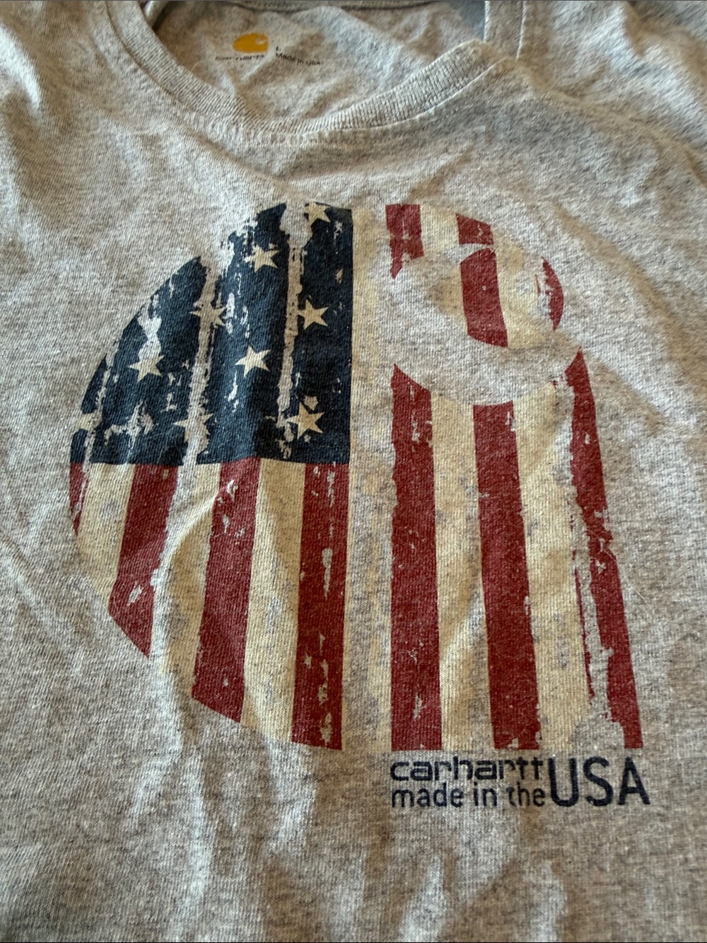 Carhartt Gray Short Sleeve Tee with American Flag Graphic - Picture 3 of 4